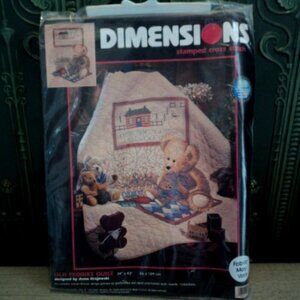 Dimensions stamped cross stitch quilt kit~ "Old Teddies Quilt"